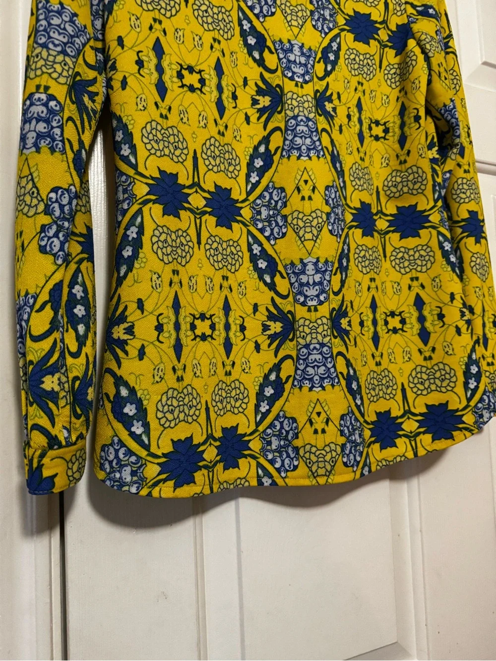 Vintage Yellow & Blue Floral Button-Up Shirt